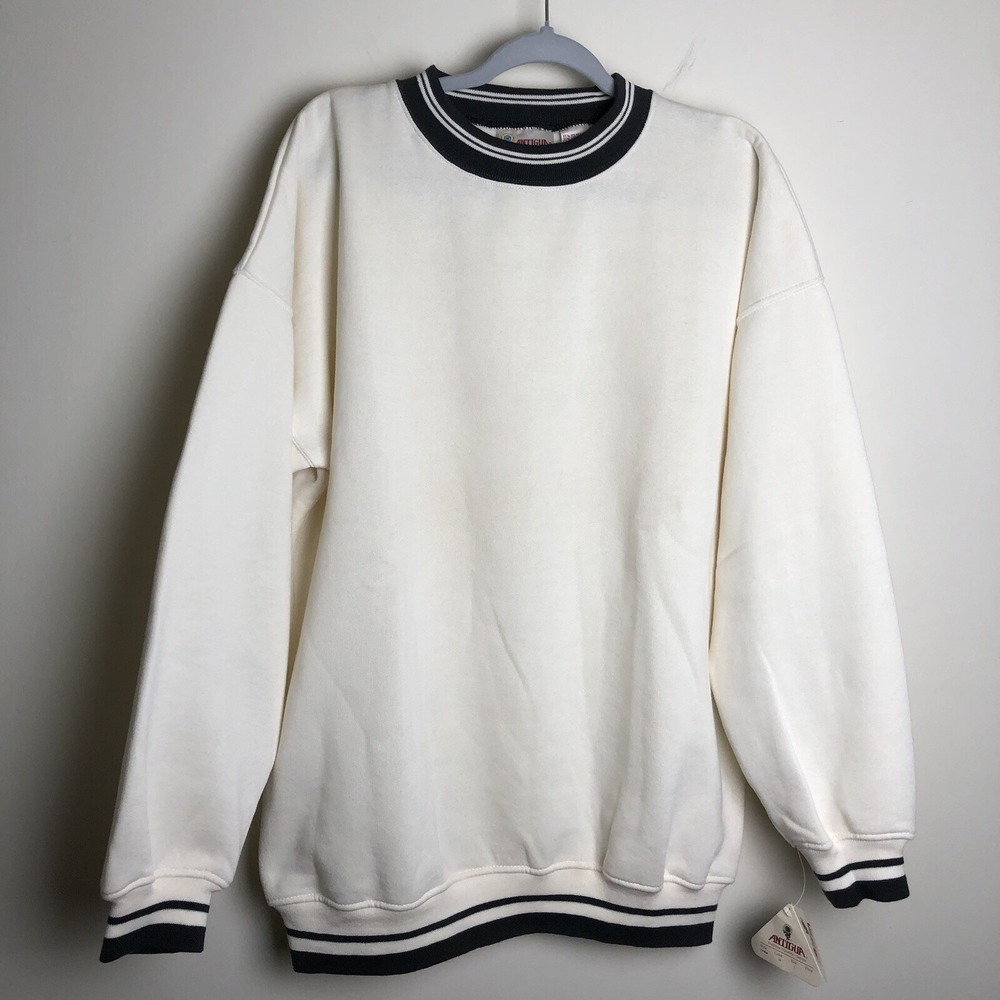 Vintage Antigua Golf Crew Neck Mens Large Beige Classic Sportswear 90s Logo